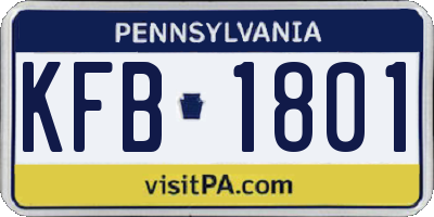 PA license plate KFB1801