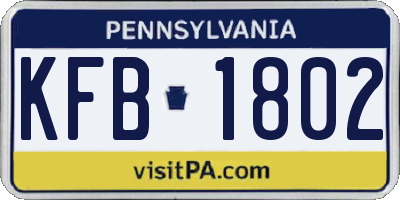PA license plate KFB1802