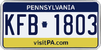 PA license plate KFB1803