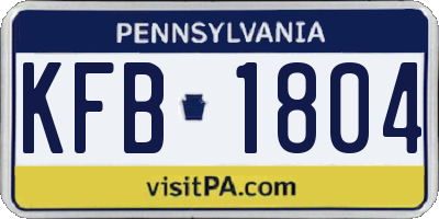 PA license plate KFB1804