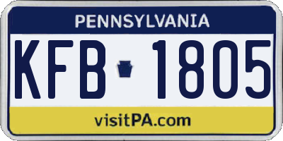 PA license plate KFB1805