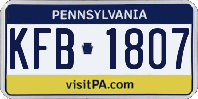 PA license plate KFB1807