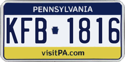 PA license plate KFB1816