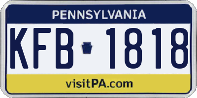 PA license plate KFB1818