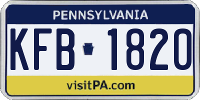 PA license plate KFB1820