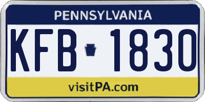 PA license plate KFB1830