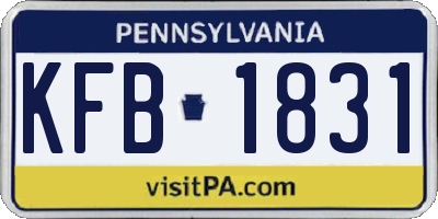 PA license plate KFB1831