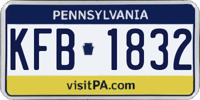 PA license plate KFB1832