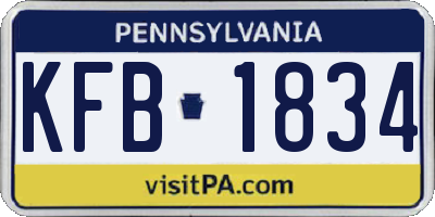 PA license plate KFB1834