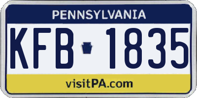 PA license plate KFB1835