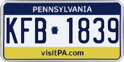 PA license plate KFB1839