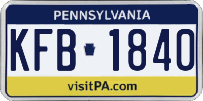 PA license plate KFB1840