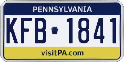 PA license plate KFB1841