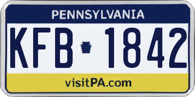 PA license plate KFB1842