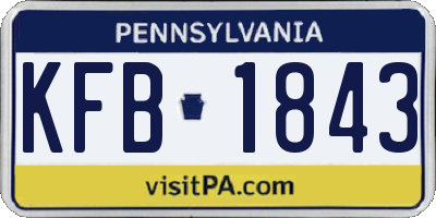 PA license plate KFB1843