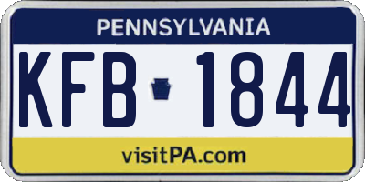 PA license plate KFB1844
