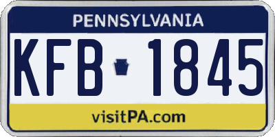 PA license plate KFB1845