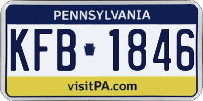 PA license plate KFB1846