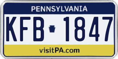 PA license plate KFB1847