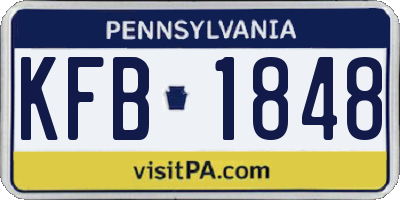 PA license plate KFB1848