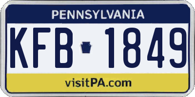 PA license plate KFB1849