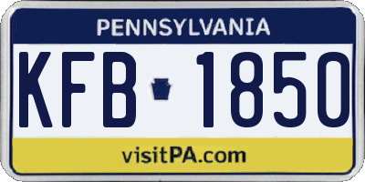 PA license plate KFB1850