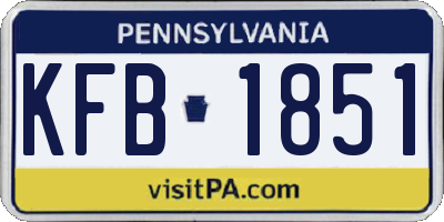 PA license plate KFB1851