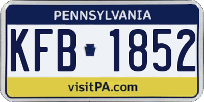 PA license plate KFB1852