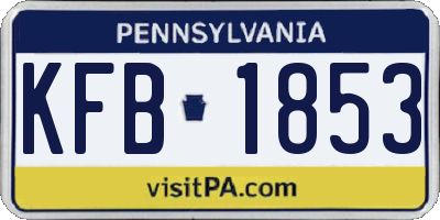 PA license plate KFB1853