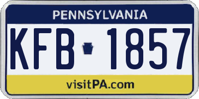 PA license plate KFB1857