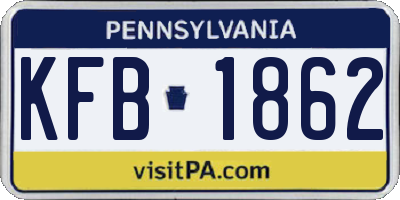 PA license plate KFB1862