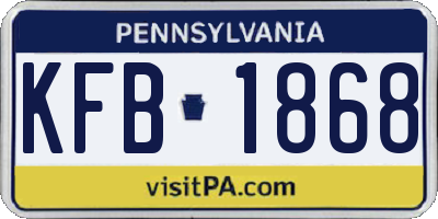 PA license plate KFB1868