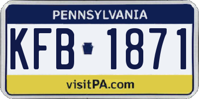 PA license plate KFB1871