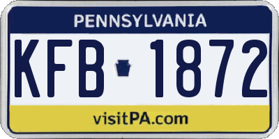 PA license plate KFB1872