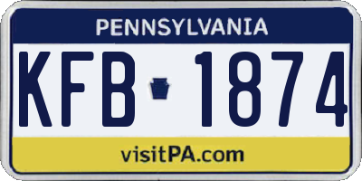 PA license plate KFB1874