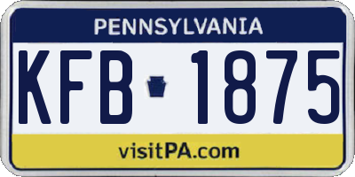 PA license plate KFB1875