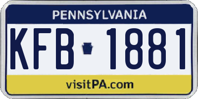 PA license plate KFB1881