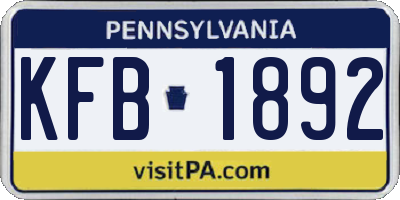 PA license plate KFB1892