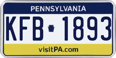 PA license plate KFB1893