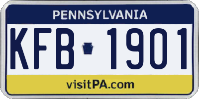 PA license plate KFB1901