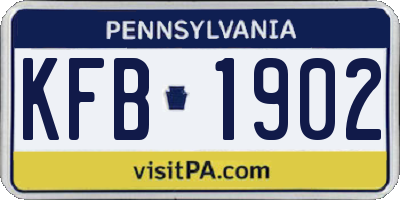 PA license plate KFB1902