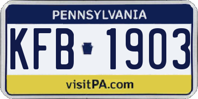 PA license plate KFB1903