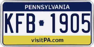 PA license plate KFB1905