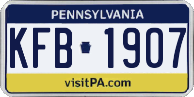 PA license plate KFB1907