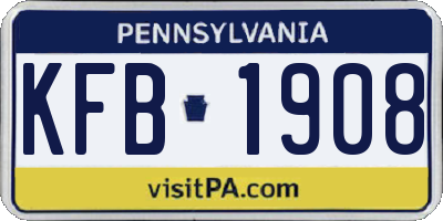 PA license plate KFB1908