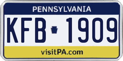 PA license plate KFB1909