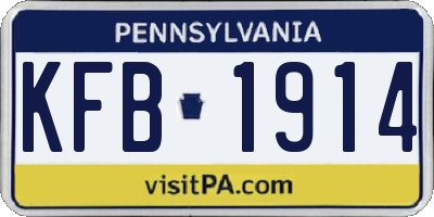 PA license plate KFB1914