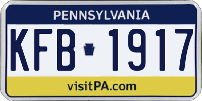 PA license plate KFB1917
