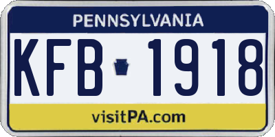 PA license plate KFB1918