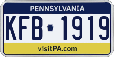 PA license plate KFB1919